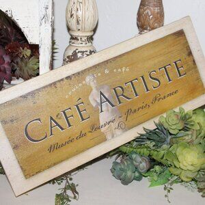 NEW French Country CAFE ARTISTE Canvas Wall Decor Sign